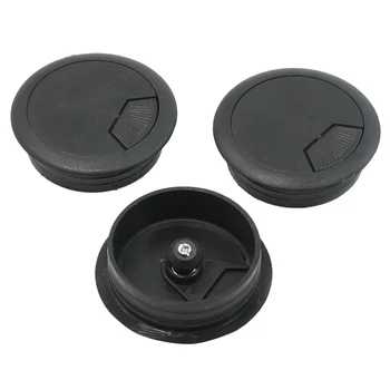 

3 Pcs 50mm Drill Hole Dia Desk Wire Cord Cable Grommets Cover Black