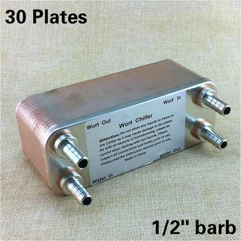 

SUS304 heat exchanger 30 Plates wort chiller brazed plate Draft beer wort chiller for homebrew Food grade x 1/2" NPT Barb Hose