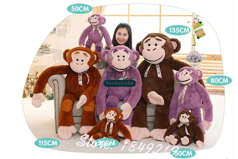 Dorimytrader 135cm Jumbo Stuffed Animal Orangutan Toy Plush Soft Funny  53''  Cartoon Monkey Doll 3 Colors Free Shipping DY61062 (16)