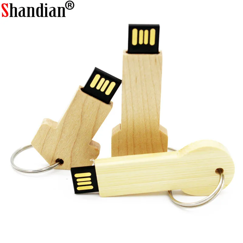 

JASTER Wooden key model usb flash drive keychain pendrive 8GB 16GB 32GB U disk memory stick LOGO customized gift natural wood