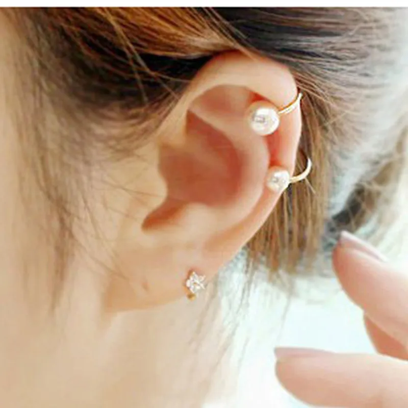 Ear Clip Earrings Clip Earrings Ear Clip New Brincos Clip Earing Simulated Pearl Ear Cuff Earrings For Women Girl Jewelry Gift
