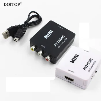 DOITOP AV2HDMI Mini Composite AV CVBS RCA 3RCA to HDMI Video Converter Adapter HD 720p 1080p Up Scaler Video Converter Connector