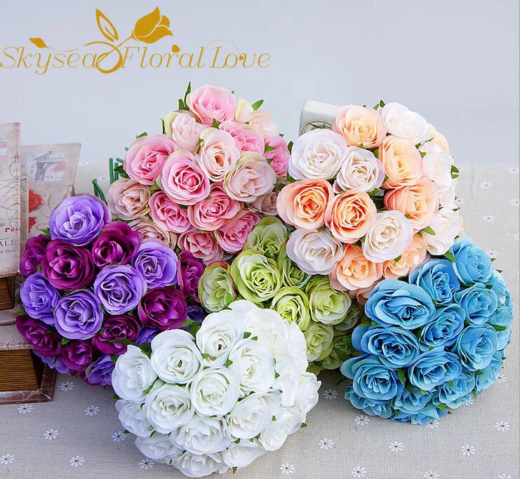 High quality artificial flowers bouquet 20 rose heads flowers bouquet