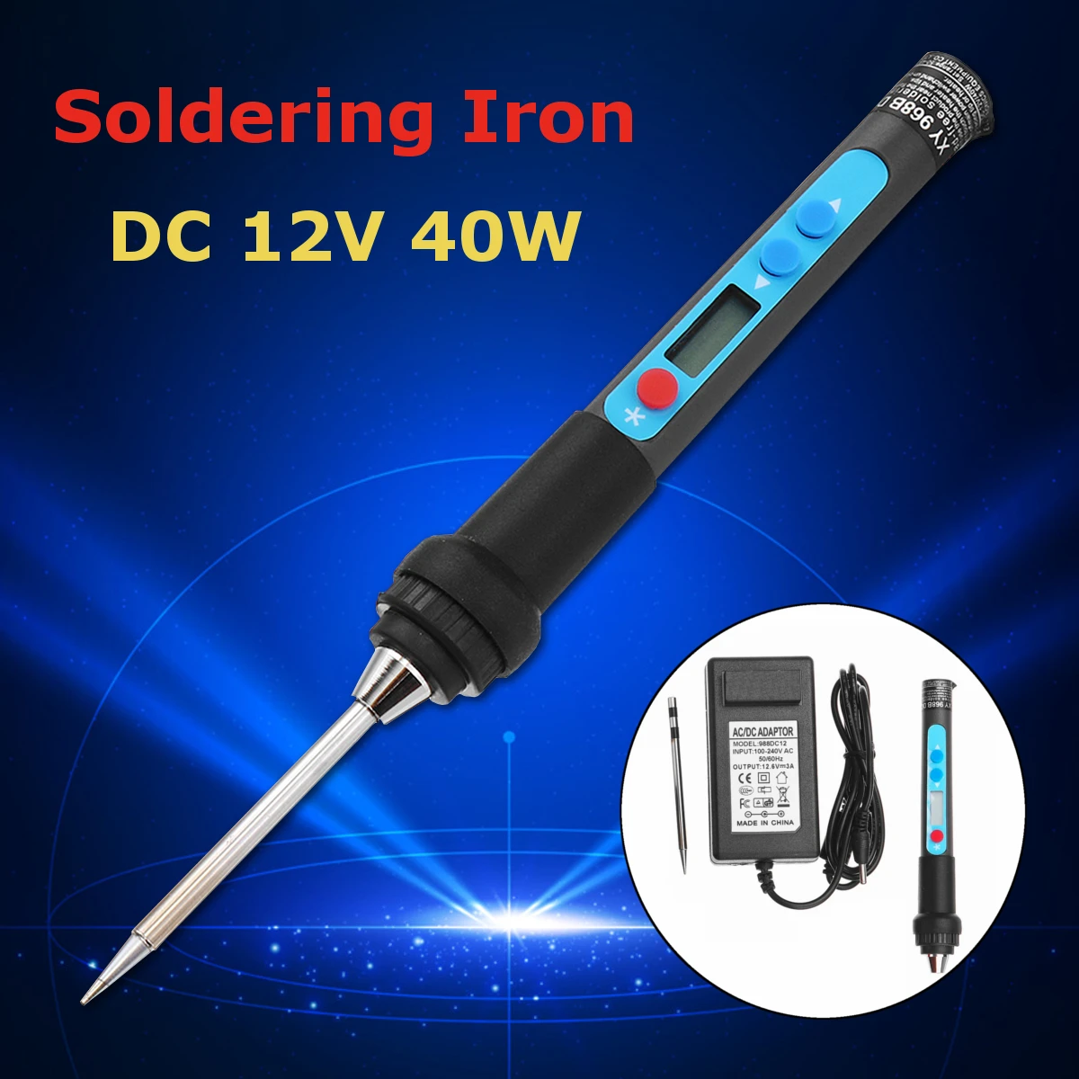 

DC 12V 40W LED Temperature Adjustable Electric Welding Solder Soldering Iron Rework Station Handle Heat Pencil Tool Repair Tool