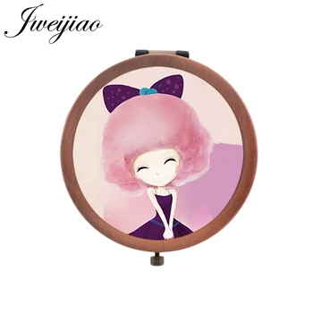 

JWEIJIAO Cartoon fairy photo Hand Mirror sweet pretty girls glass cabochon Vanity mirror small mirrors for girls C064