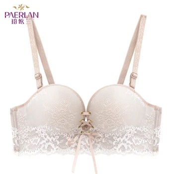 

PAERLAN Wire Free Seamless lace bra dress 1/2 half a cup of small chest strap B women underwear