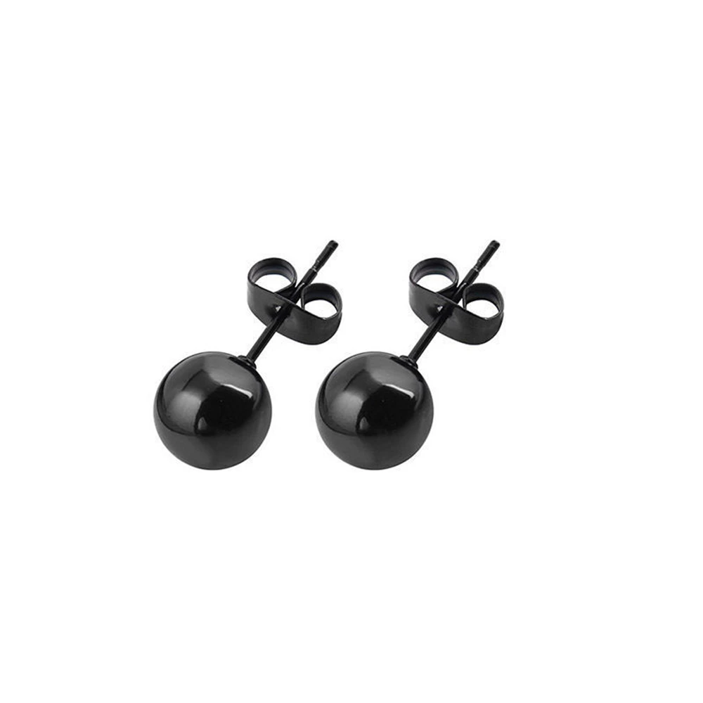 

Fahion Black Round Stainless Steel Ball Stud Earring Pins for Women Ear Base 3/4/5/6/8/10mm Earrings DIY Jewelry Accessories Z4