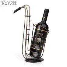 Tooarts Wine Bottle Holder Metal Figurine Sax Wine Rack Practical Figurine Crafts Artwork For Home Decoration Accessories