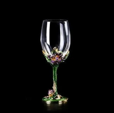Эмаль Ирисы бессвинцовое Хрустальное стекло красное вино бокал Wakeup набор бокал для вина чашка для шампанского свадебный подарок Питьевая утварь - Цвет: A green 1pcs
