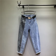 Ограниченная Высокая Талия Джинсы для женские, с высокой талией полной длины отбеливание пуговица мыть Винтаж прямые волосы