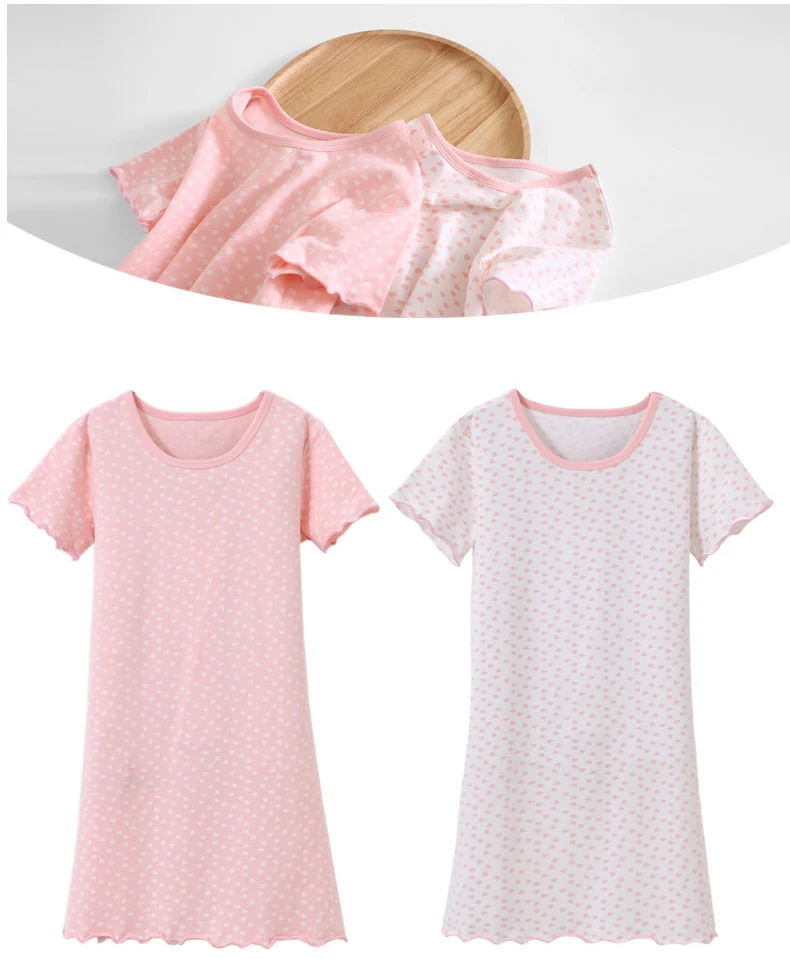 Sleepwear & Robes hot Girl Summer Dot Nightgowns Kids Pajamas Girls Nightgowns Kids Summer Cotton 2018 New Cotton Girl Princess Sleepwears pajama sets cute	