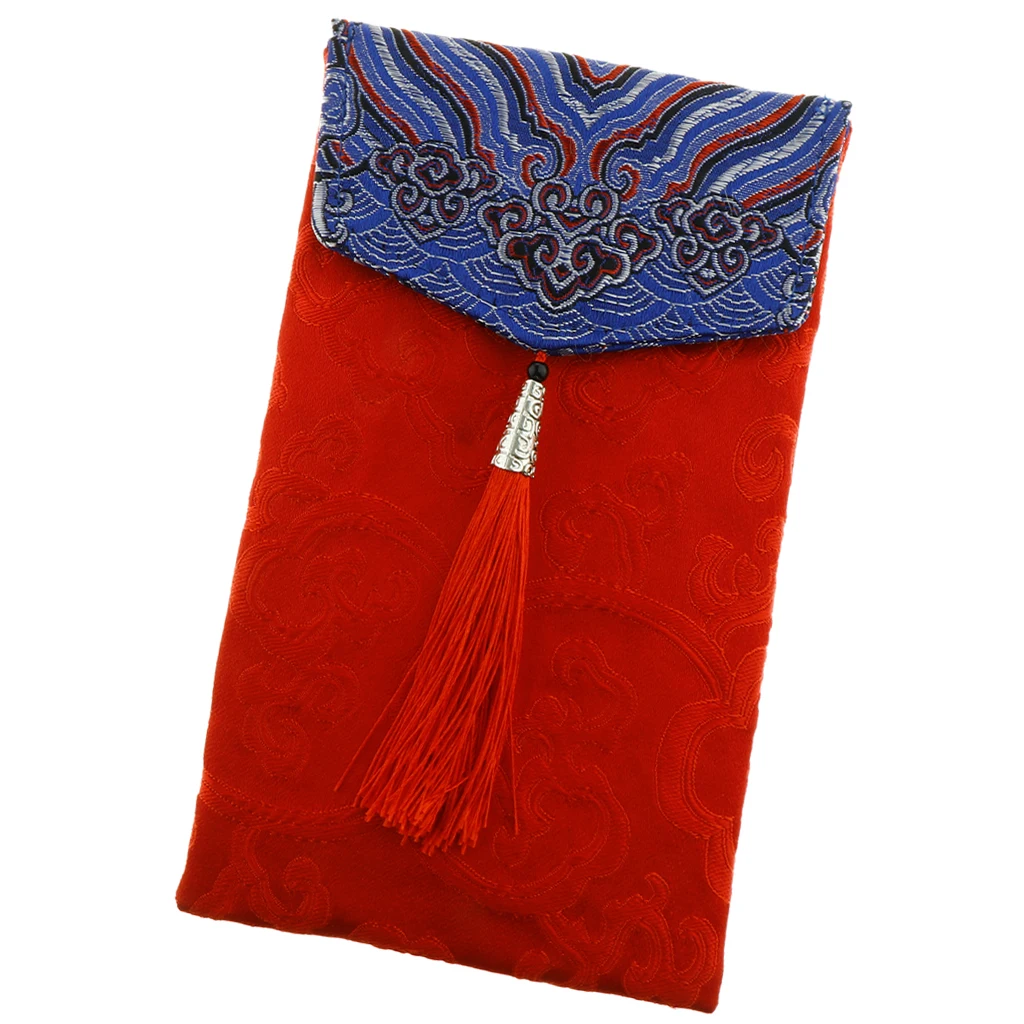 Chinese Knot Coin Traditional Wedding New Year Red Money Envelope Bag Tassel Cloth Embroidery Packet Gift Party Favor Purse
