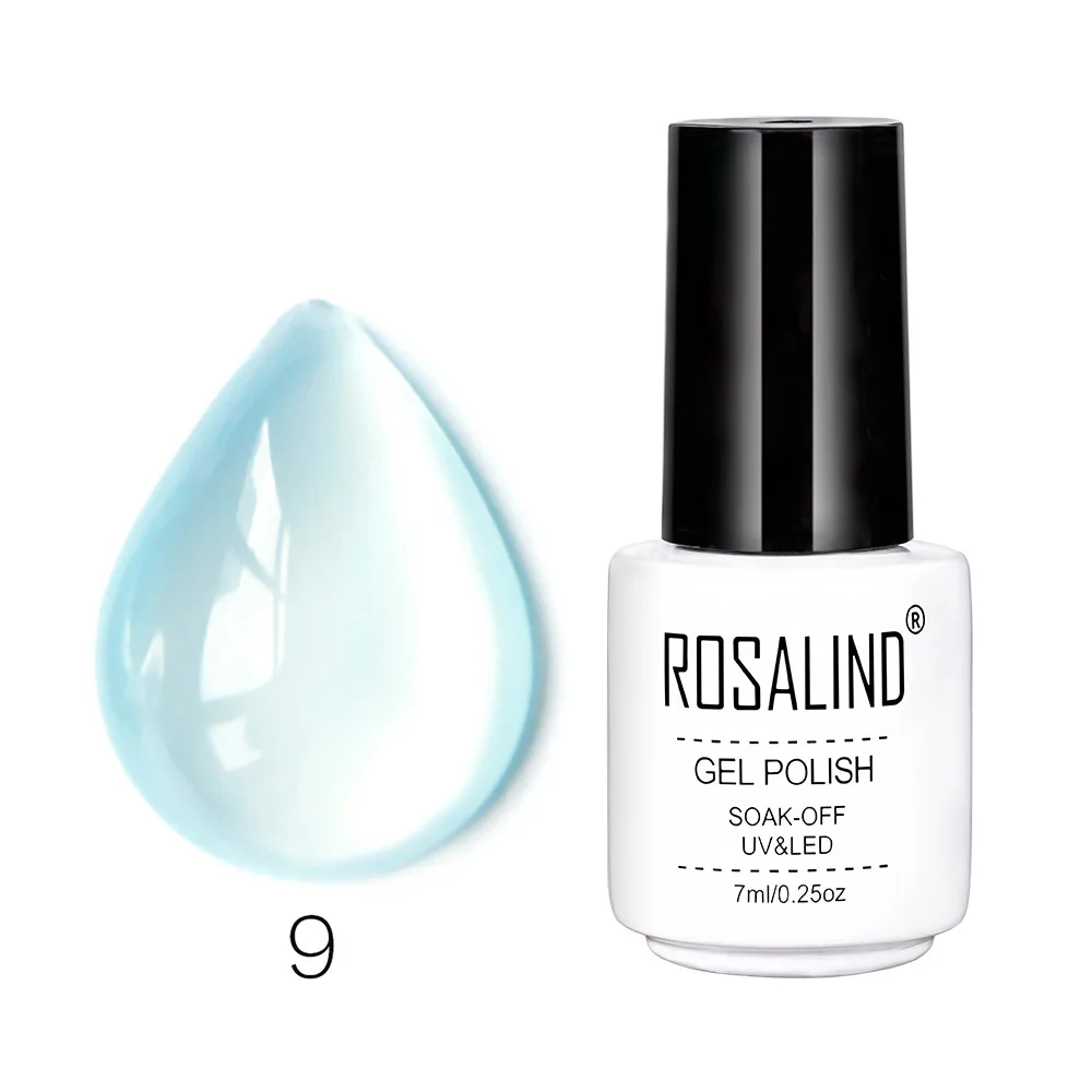 Модный бренд Rosalind, милый розовый и голубой светодиодный гель для украшения ногтей, 7 мл, Быстросохнущий прозрачный гелевый УФ-лак - Цвет: 9