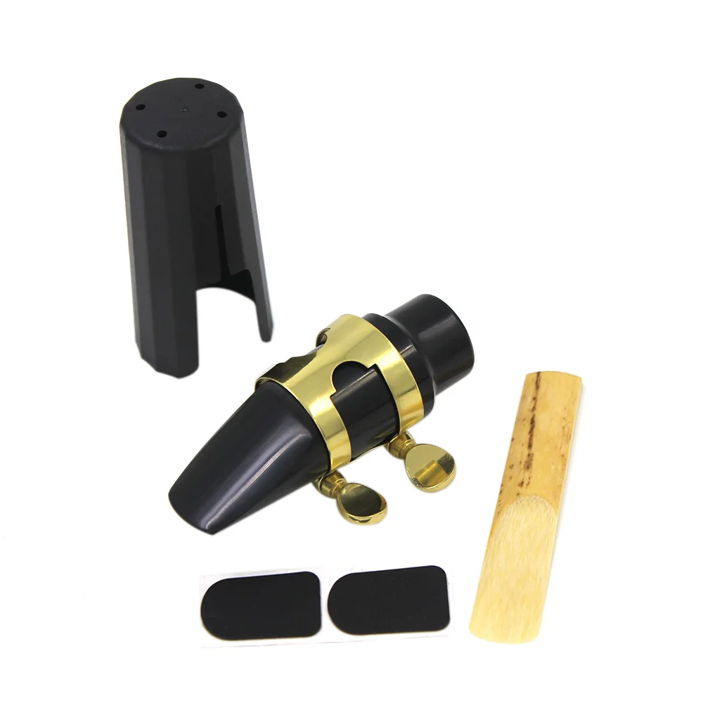 Soprano Sax Saxophone Mouthpiece Plastic with Cap Metal Buckle Reed Mouthpiece Patches Pads