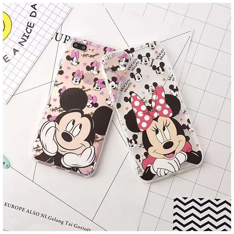 New cute cartoon mickey mime silicone transparent TPU case Covers For iphone 6 s 6plus 6splus 7 7plus free shopping |