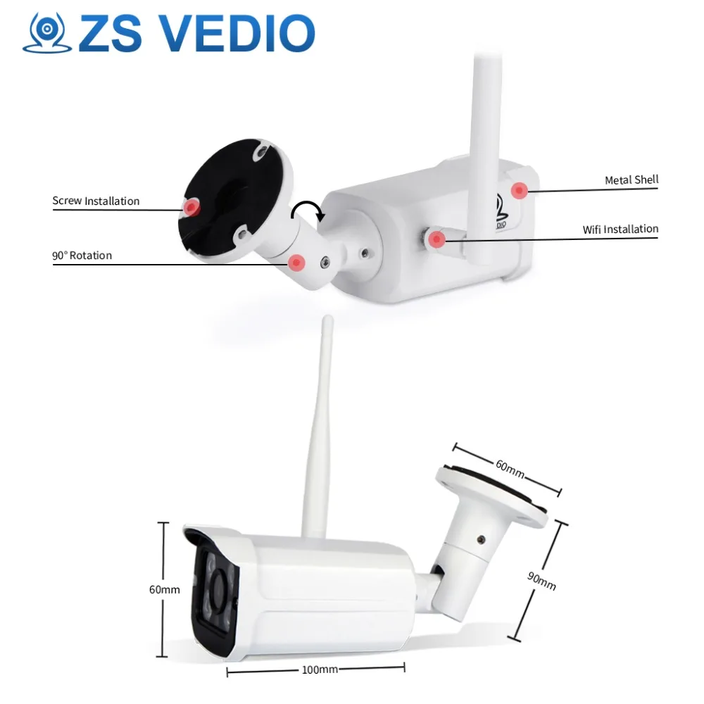 ZSVEDIO камеры наблюдения Беспроводная IP камера Wi Fi P2P Indoor Motion Onvif H.264 видео запись