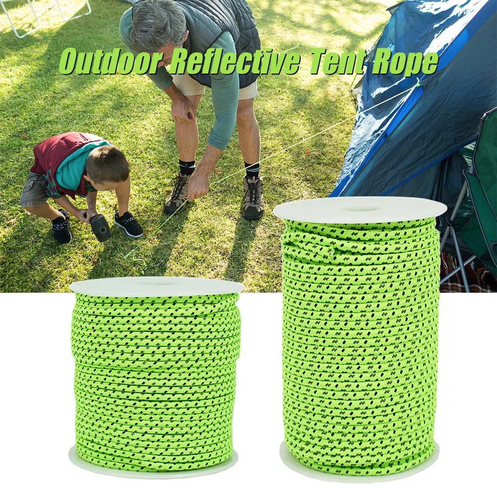 

50M Reflective Rope Paracord 2.5/4MM Diameter Reflective String Windproof Tent Rope for Camping Tent Awning Outdoor Gear Lanyard