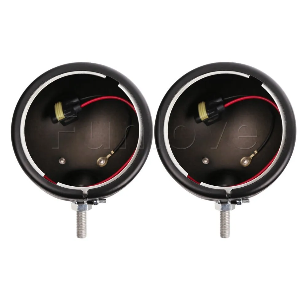 Pair BlackChrome 4.5 LED Fog Light Outer Cover 4 12 LED Fog Light Housing for Harley Davidson (3)