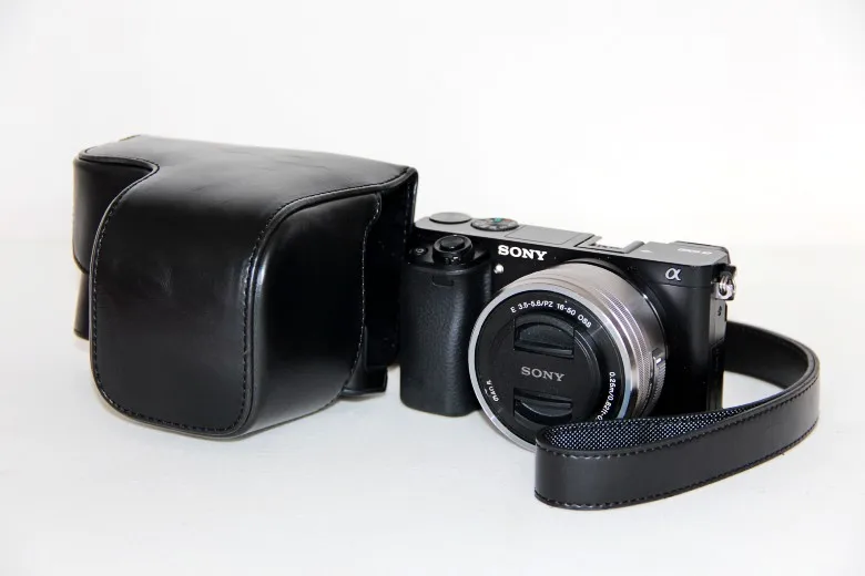 NEW Camera Leather case bag cover for Sony Alpha A6000 16 50mm lens
