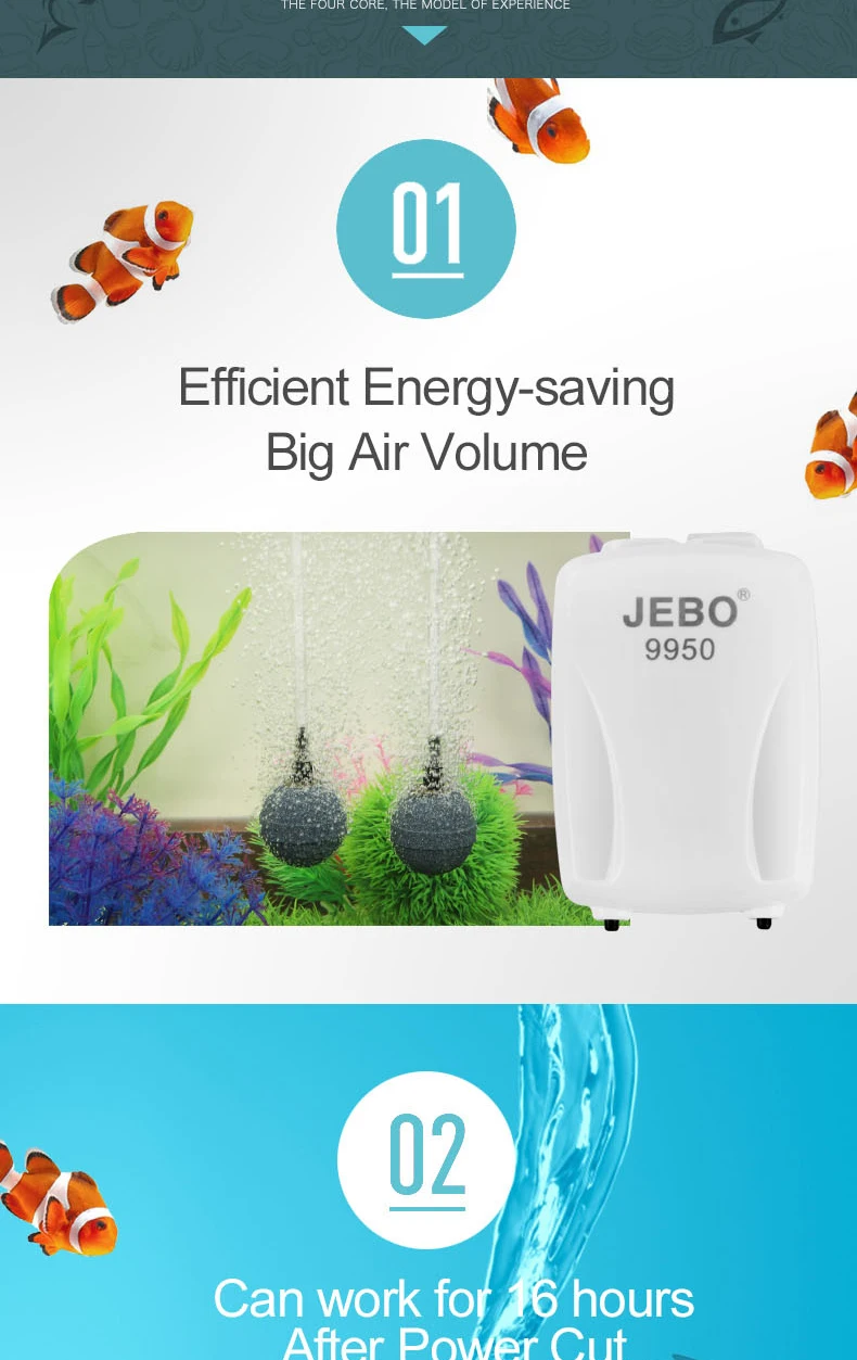 JEBO 4000 мА/ч, Батарея хранения воздушный насос AC/DC двойной Применение для аквариума переносной воздушный насос для рыбалки USB зарядка 9950