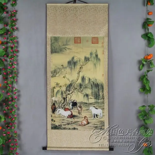 

China Antique collection Boutique The eight horse diagram