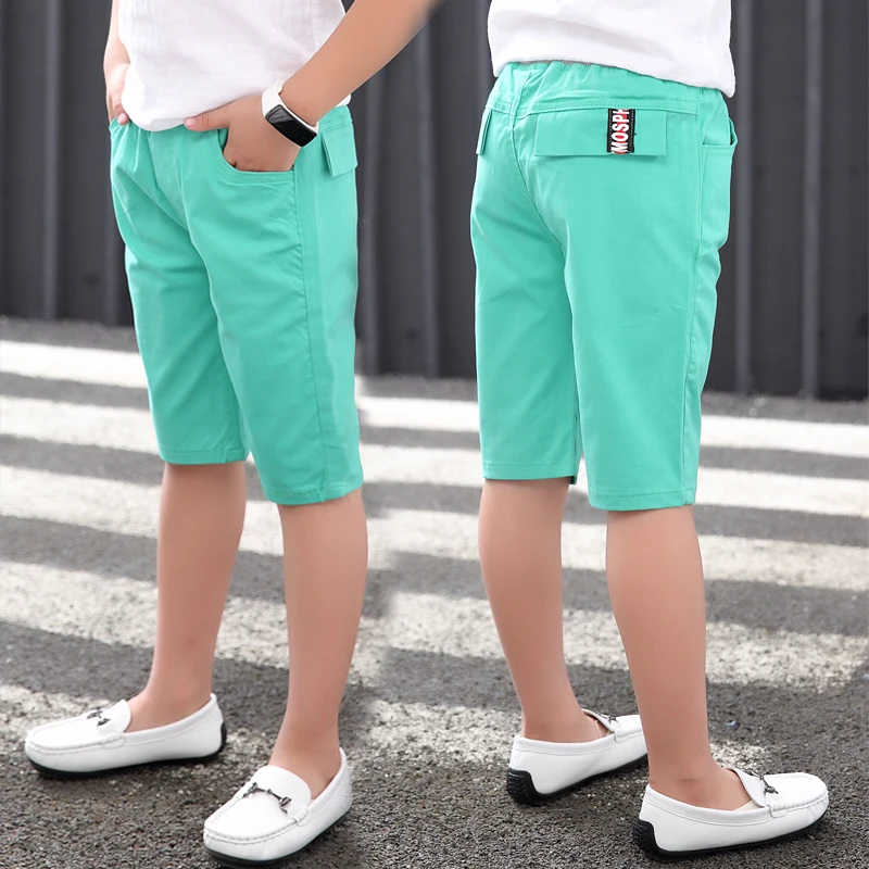 2018 summer children's clothes boys shorts solid thin cotton boy...