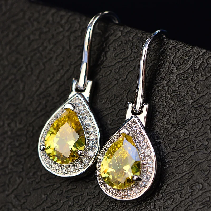 

Hot Sales Style Silver Color Water Drop Earrings AAA Zircon Luxury Wedding Earring for Women ZK80