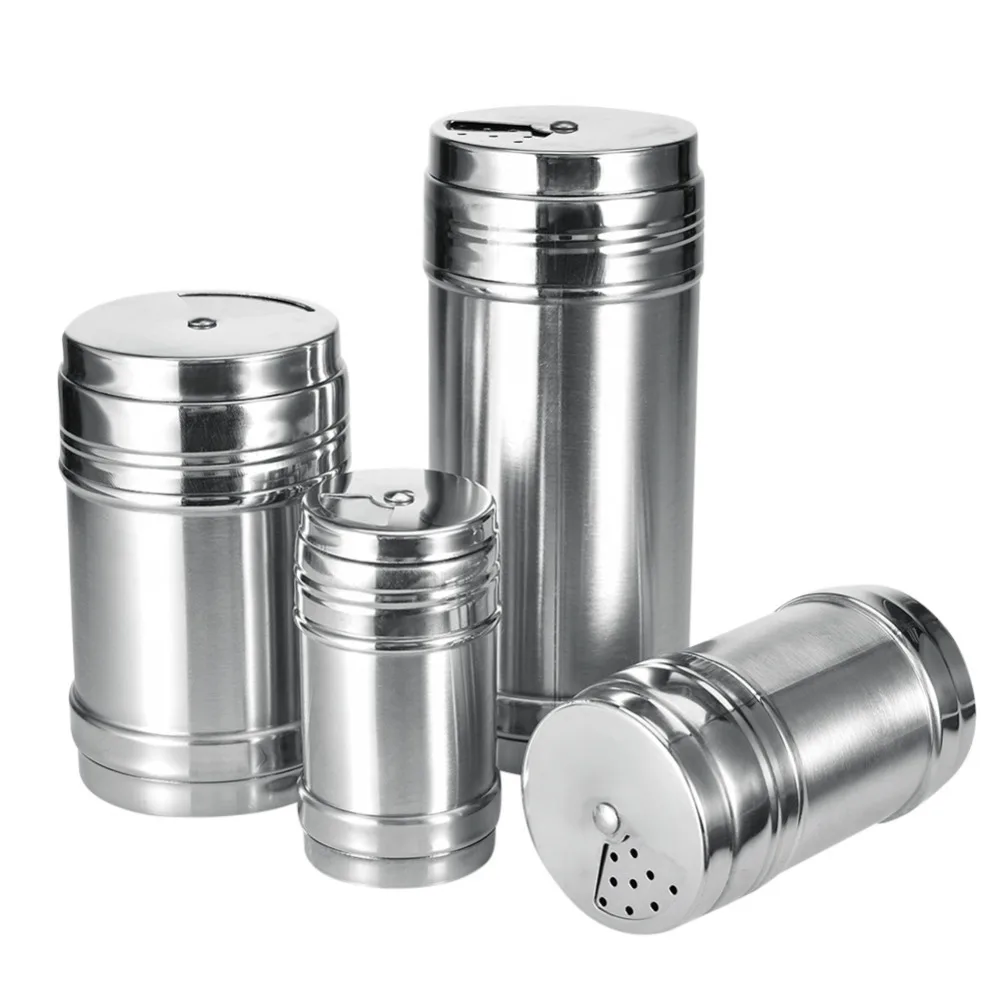 

Condiment Bottle Jar Tank Box Stainless Steel Seasoning Spice Sugar Salt Pepper Storage Bottle Kitchen Cooking BBQ Seasoning Can