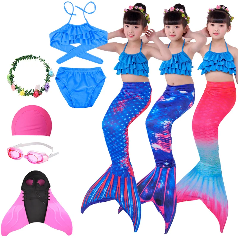 

Halloween Mermaid Swimsuit Bikini Girls Mermaid Tail with Monofin shortSwimsuit Child's Wear Split Swimsuit cosplay Swimwear