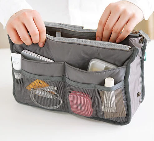 Горячие две молнии портативный Multipocket аксессуары Обложка органайзер для хранения сумка в сумке/мешочек внутрь мешок хранения сумки - Цвет: grey