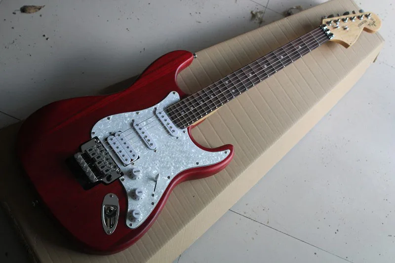 

China guitar factory custom New ST red Scalloped Fingerboard Big Head Electric Guitar Floyd Tremolo Bridge free shipping 914