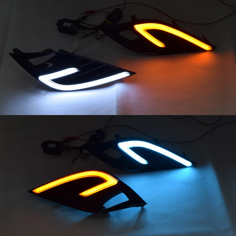 QINYI led drl дневные ходовые огни для Toyota Camry 2018 с желтым поворотом и беспроводным