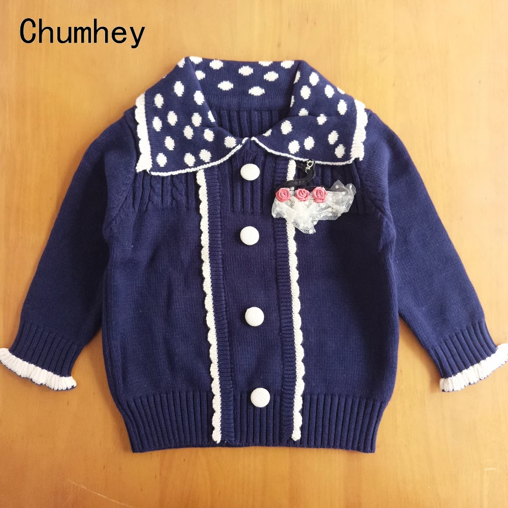 3 4 5T Little Girls Sweater Spring Autumn Full Sleeves Stars Printed