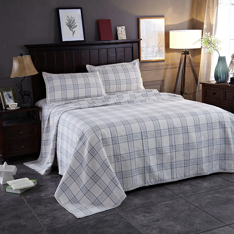 

100% Linen 3 Piece Sheet Set Size Queen (1 Flat Sheet and 2 Pillow Cases) Stripes