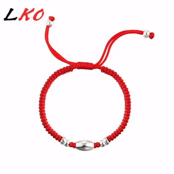 

LKO new fashion S925 Sterling Silver Lucky Red Rope Bracelet for man&women personality Lovely bracelet free shipping