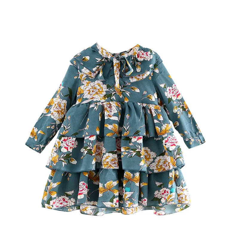 Casual Dress for Girl Children's Clothing Spring Autumn Baby Girls Floral Pattern Print Design Long Sleeve Clothes | Детская одежда