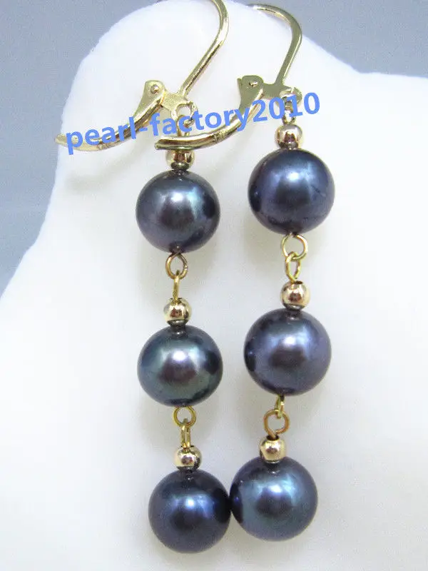 

+ 9-8mm South Sea black Pearl 14K Gold Earrings
