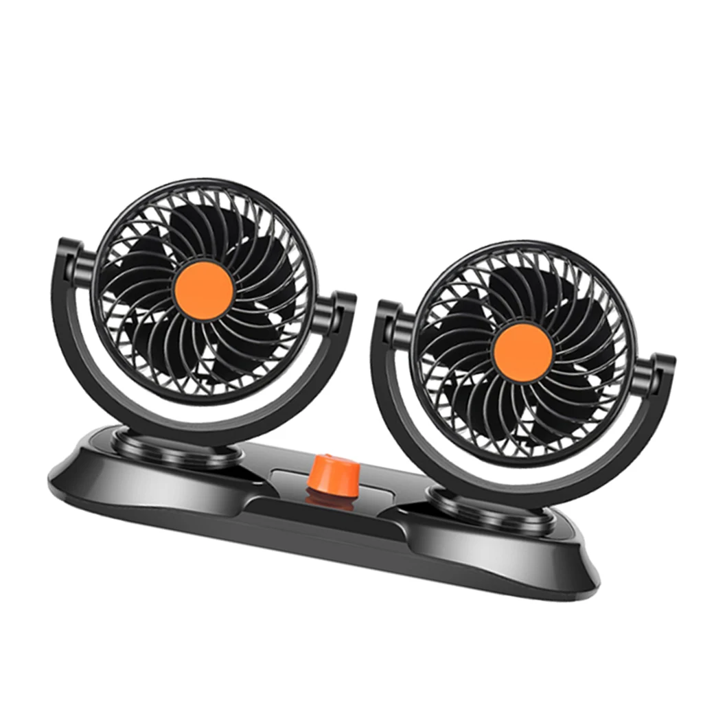 360 Degree Rotatable Dual Head Car Cooling Dashboard Ventilation Air Fan Lighter Plug