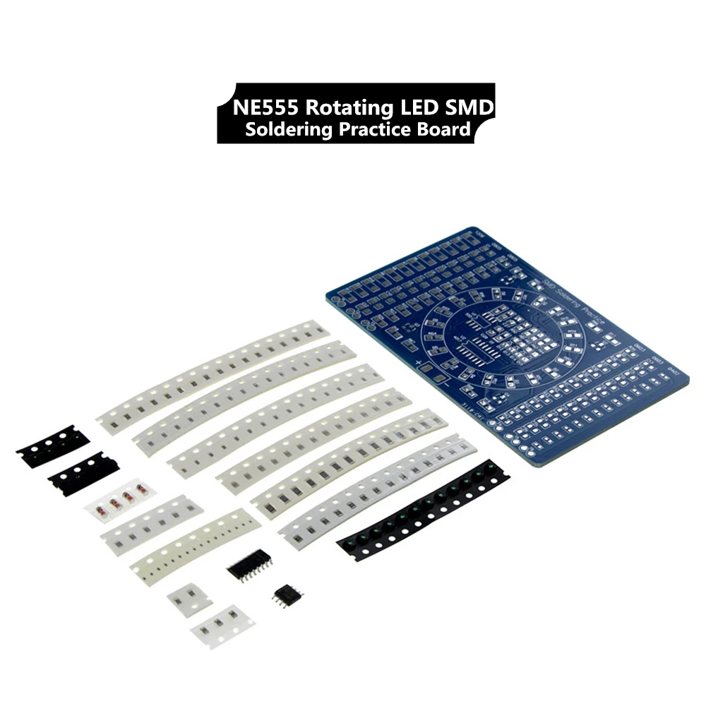 

Rotating LED SMD NE555 Soldering Practice Board DIY Kit CD4017 for school education lab Funny Skill Training Electronic Suit