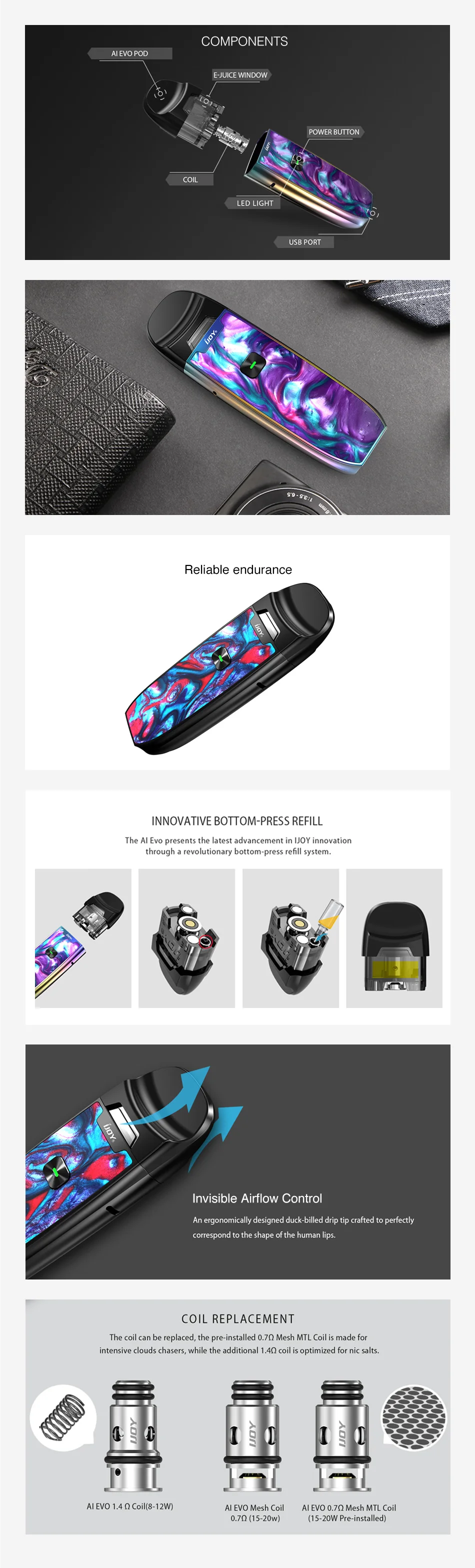 IJOY AI EVO Resin Pod Starter Kit 1100mAh