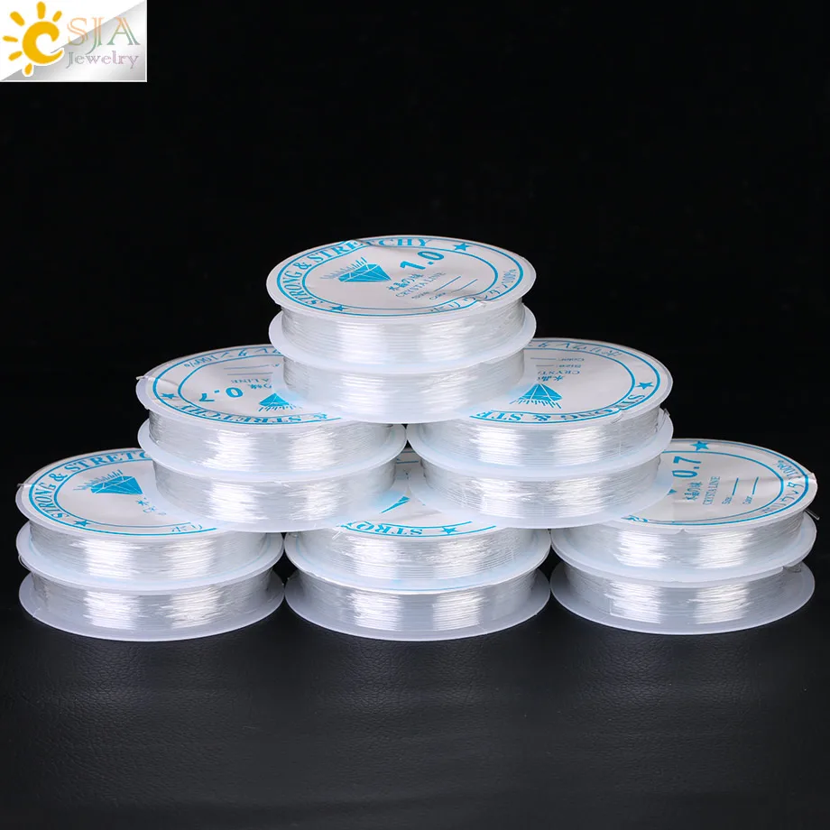 

CSJA High Quality Elastic Crystal Line White Fish Cord Beading Thread Rope Wire for DIY Jewelry Bracelet Accessories Making F374