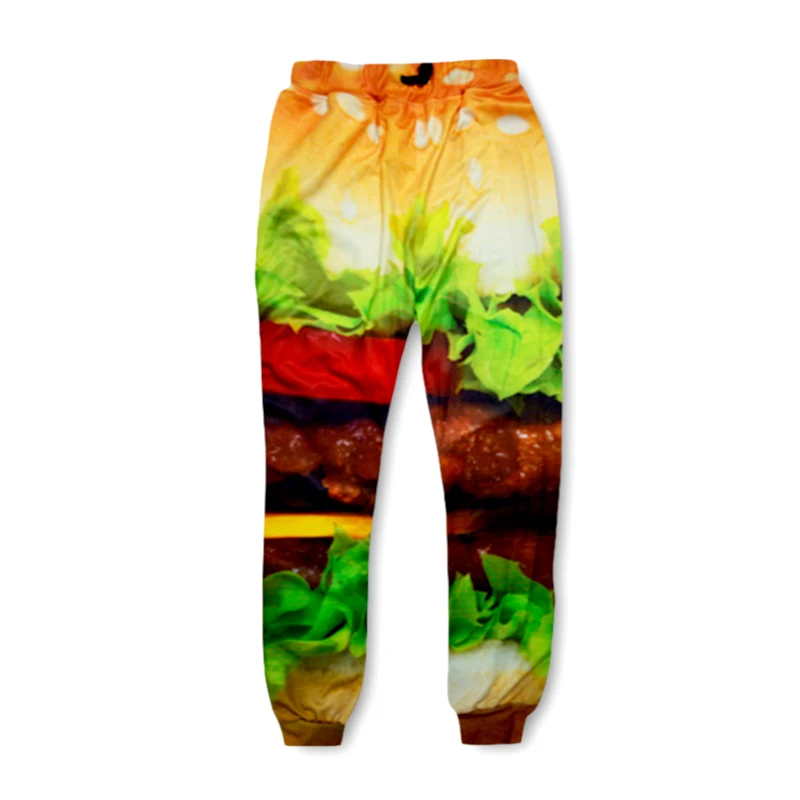 

Men Casual Pants Womens Skinny Fitness Sweatpants Harajuku Burger Food 3d Print Sweat Harem Pantalones Hip Hop Joggers Trousers