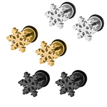 2 шт./лот, хирургическая сталь, снежинка, серьги для пирсинга, женские серьги для мужчин, панк, серьги-гвоздики, модные ювелирные изделия