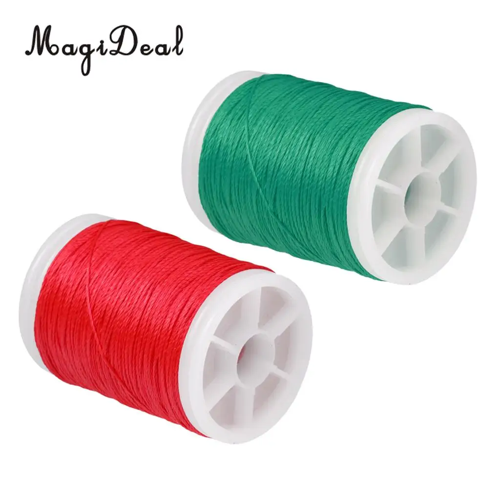 MagiDeal 2 Pieces 110m Strong Pull Archery Bow String Serving Material Bowstring Thread Protect Green + Red 