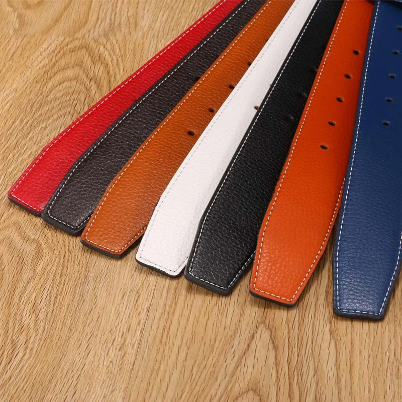 7 colors High Quality Leather Men Belts Male Belts No Buckle For Women H Buckle Two Sides Female Belt Straps With Holes black leather belt