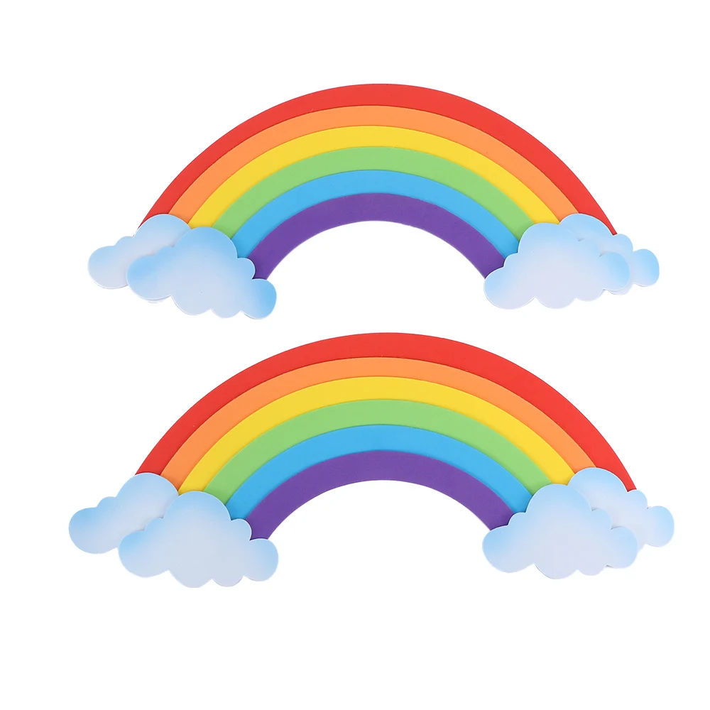

2Pcs/Set Creative Removable Sponge EVA Rainbow For Kids Room Kindergarten Home Decoration Window 3D Cute Wall Sticker