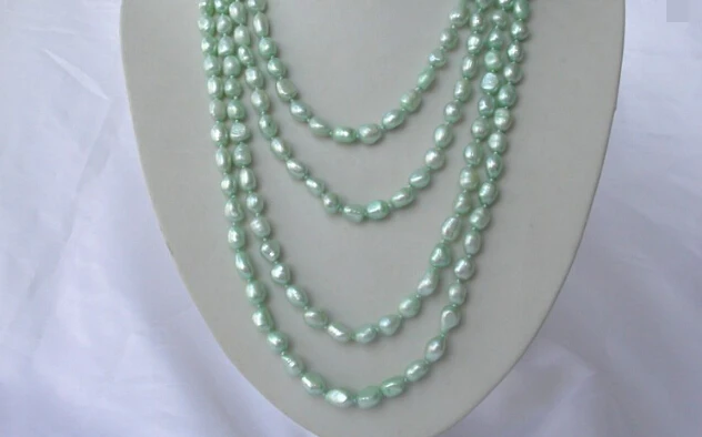 

vogue popular long 100" 11mm baroque blue freshwater cultured pearl necklace AAA