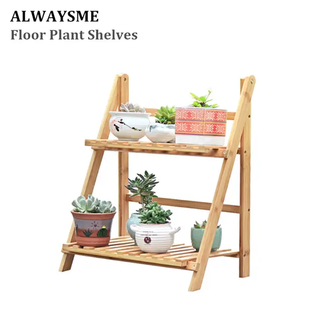 Us 7 65 Alwaysme Bamboo Plant Flower Floor Stand Shelves Rack Display Shelf Storage Outdoor Holder Garden In