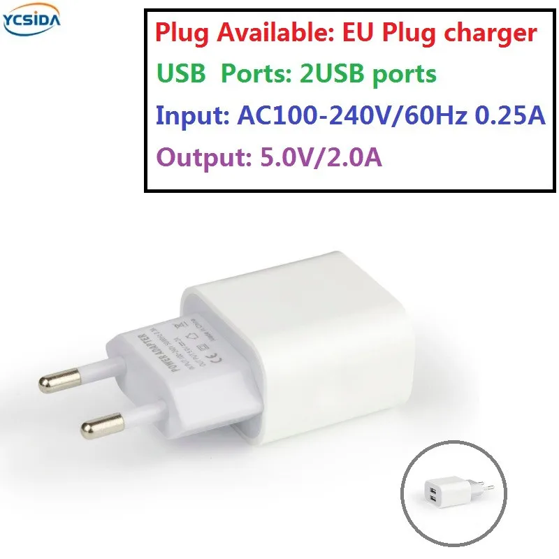 

EU Plug 5V 2A 2USB Output phone Travel Charger Adapter Compatible country Russia Ukraine Germany Poland France Spain etc.