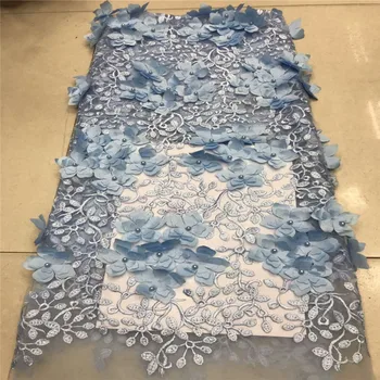 

New Arrival Nigerian Lace Fabric 2019 3D Appliques Tulle Lace Fabric High Quality African Tulle Lace Fabric With Beads xc65-1442